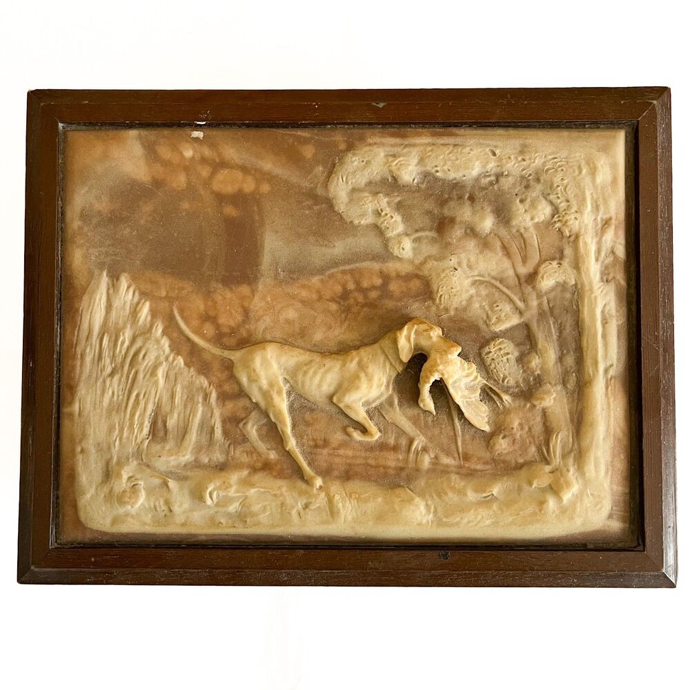 Vintage Deco-Tel Wood Inlay Box with Hunting Dog Motif